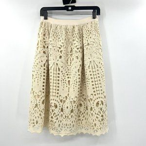NWT Molly Bracken Ivory Crochet Midi Skirt Size XS